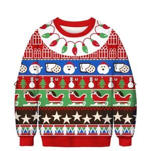 Christmas Crazy 3D Emoji Print Top NWT Unisex Size Large